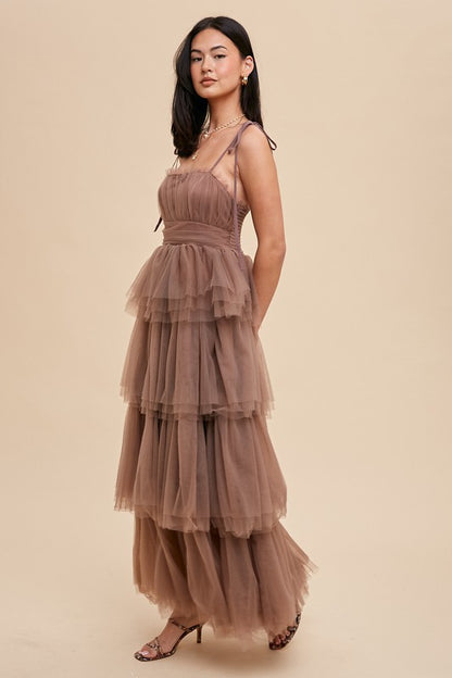 Romance for One Hundred Tiered Mesh Dress