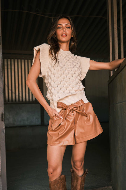 Faux Leather Shorts with Waist Belt