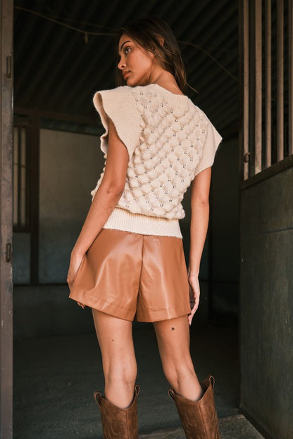 Faux Leather Shorts with Waist Belt