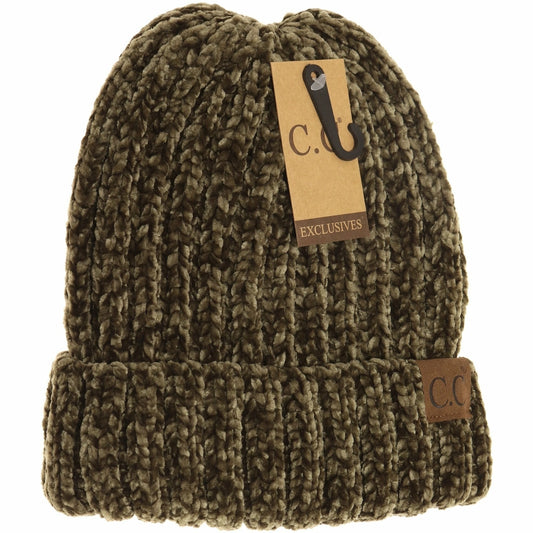 Solid Ribbed Chenille Beanie