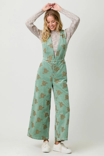Elle Embroidered Corduroy Jumpsuit