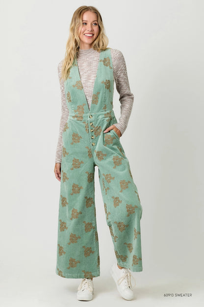 Elle Embroidered Corduroy Jumpsuit