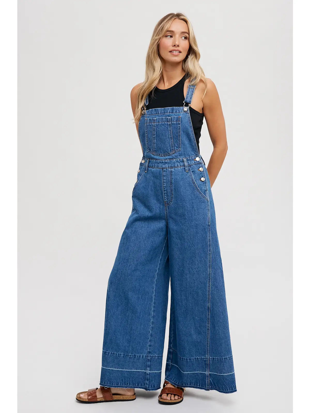 Denim Wide Leg Overalls