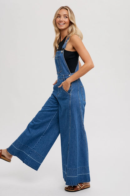 Denim Wide Leg Overalls