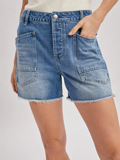 Denim Patch Pocket Barrel Shorts