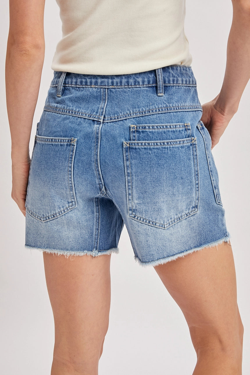 Denim Patch Pocket Barrel Shorts
