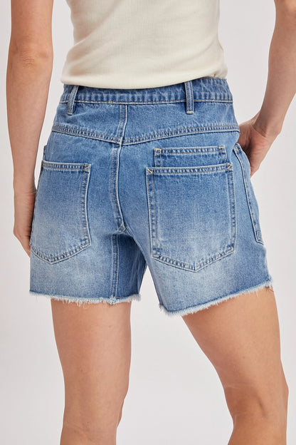 Denim Patch Pocket Barrel Shorts