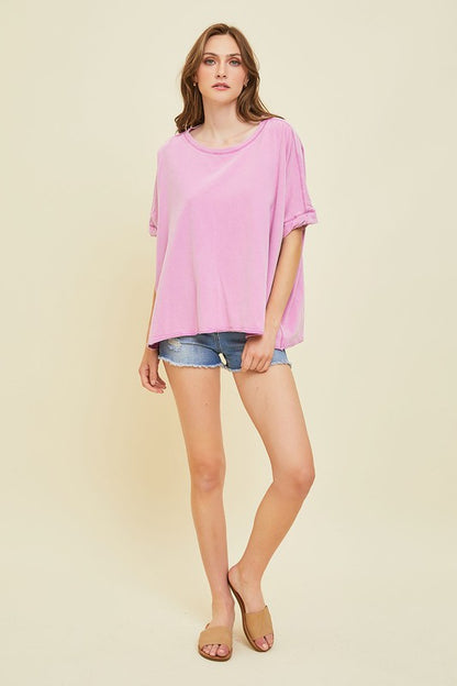 LILAC MINERAL-WASHED OVERSIZED TEE