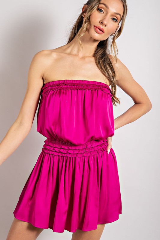 Perfectly Posh Strapless  Satin Romper