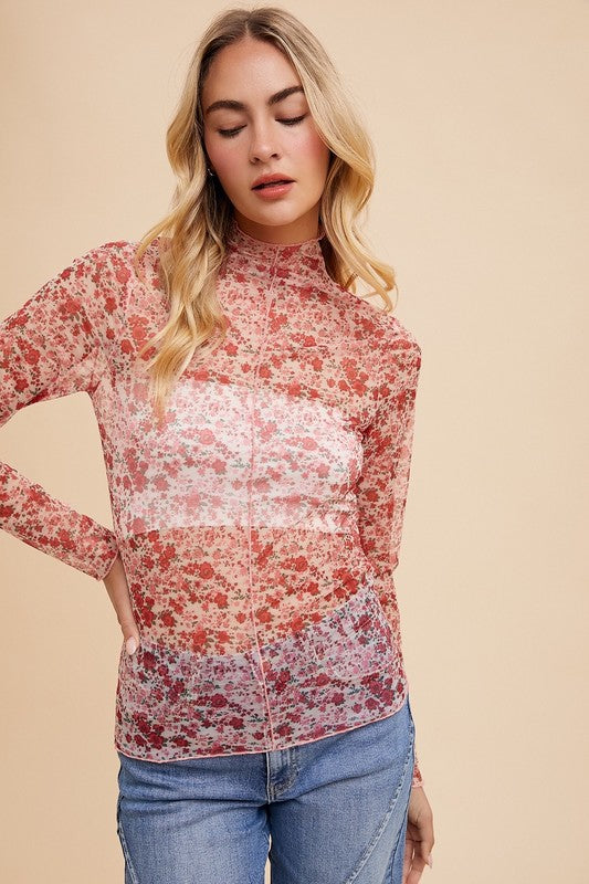 Absolutely Autumn Lettuce Edge Mock Neck Top