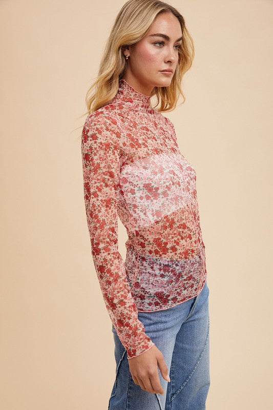 Absolutely Autumn Lettuce Edge Mock Neck Top