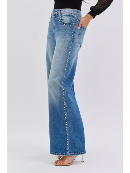 Reform High Rise Studded Wide Leg