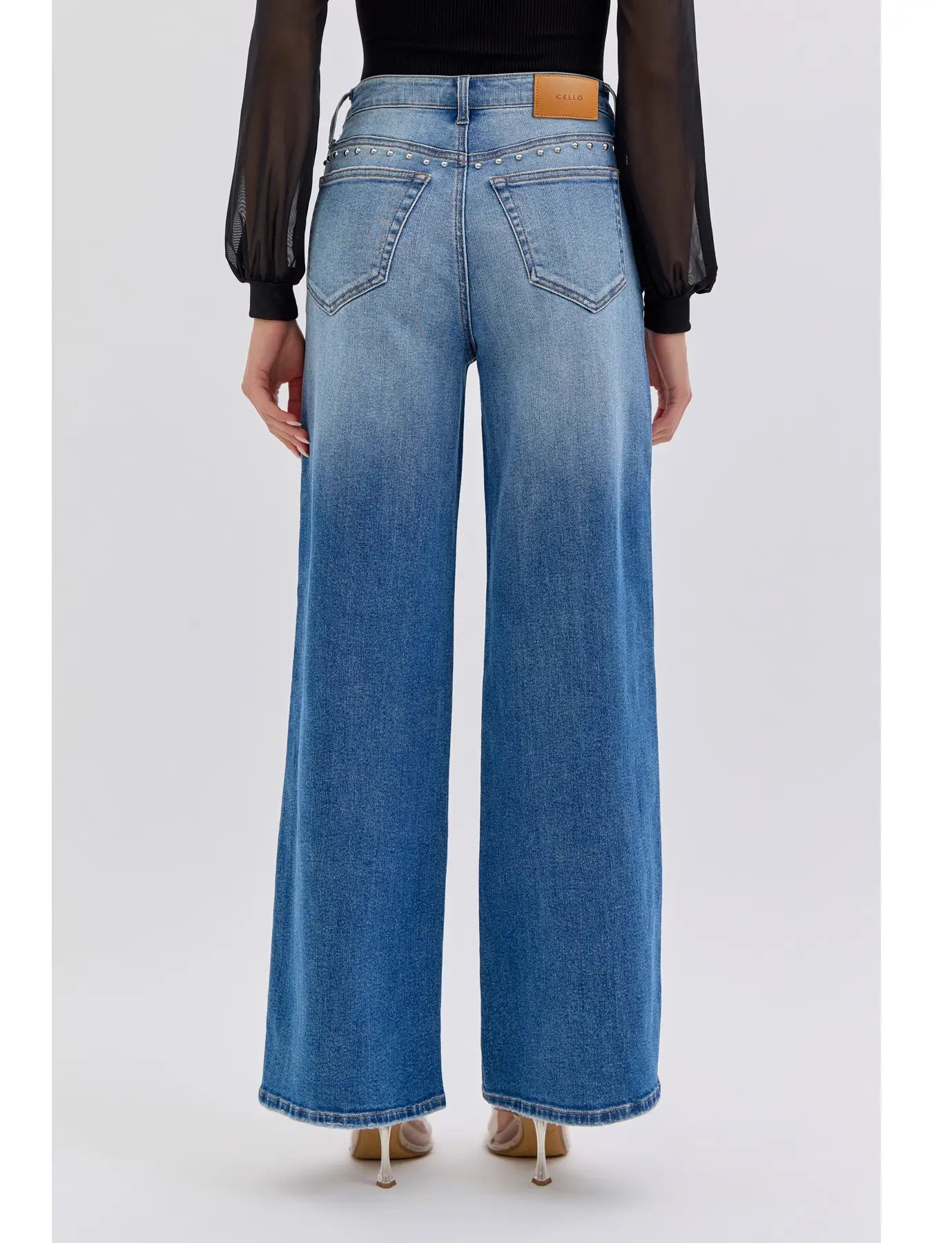 Reform High Rise Studded Wide Leg