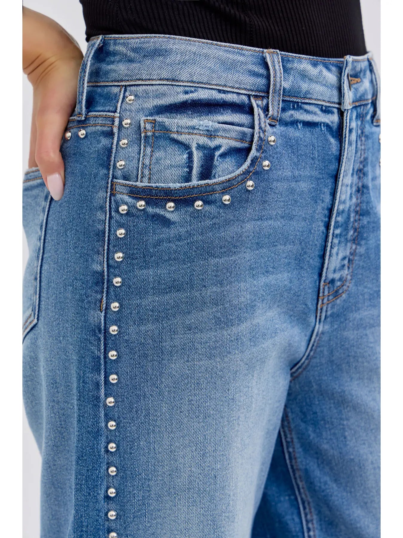 Reform High Rise Studded Wide Leg