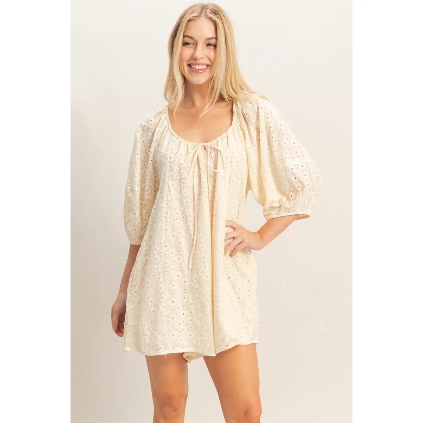 Revving Up Eyelet Babydoll Romper