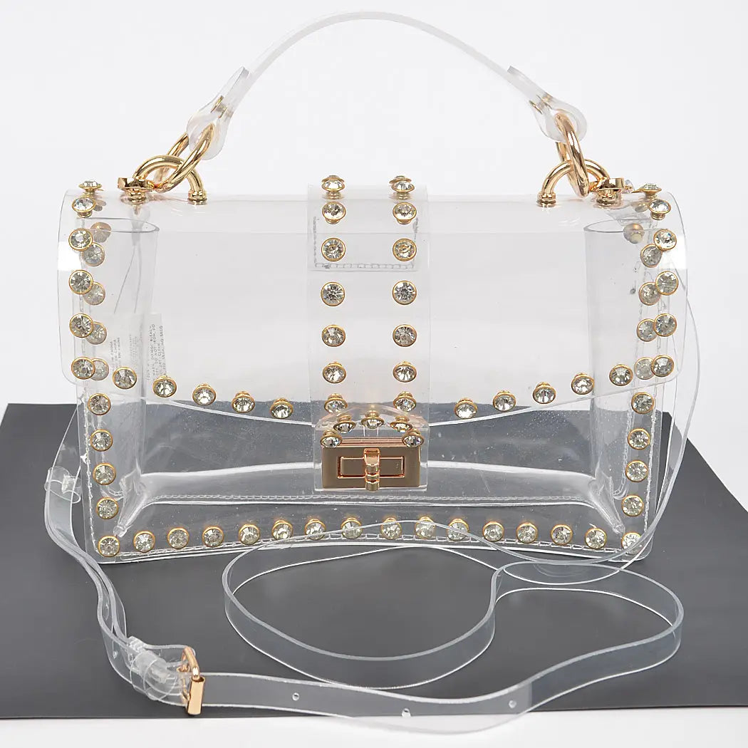 Rhinestone Studded Transparent Crossbody Bag