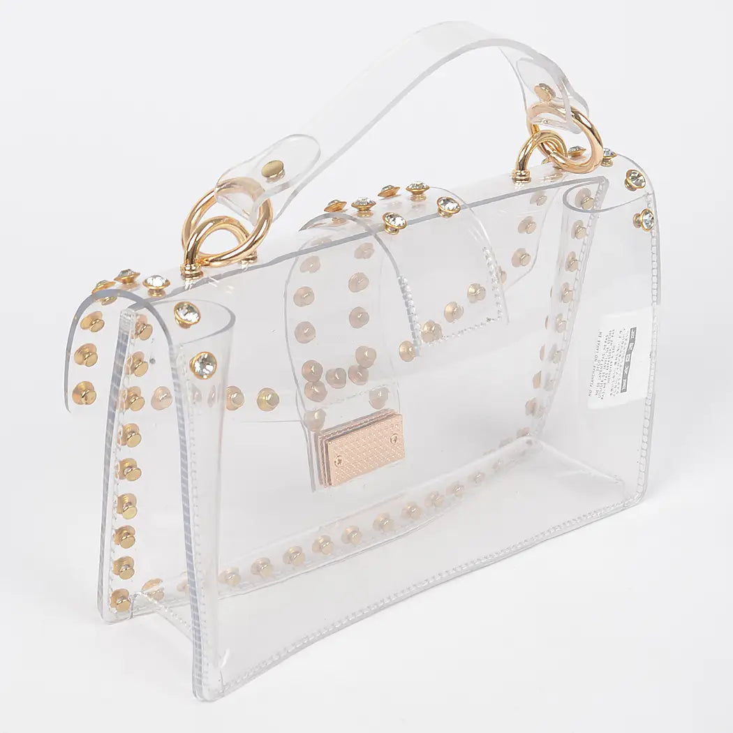 Rhinestone Studded Transparent Crossbody Bag