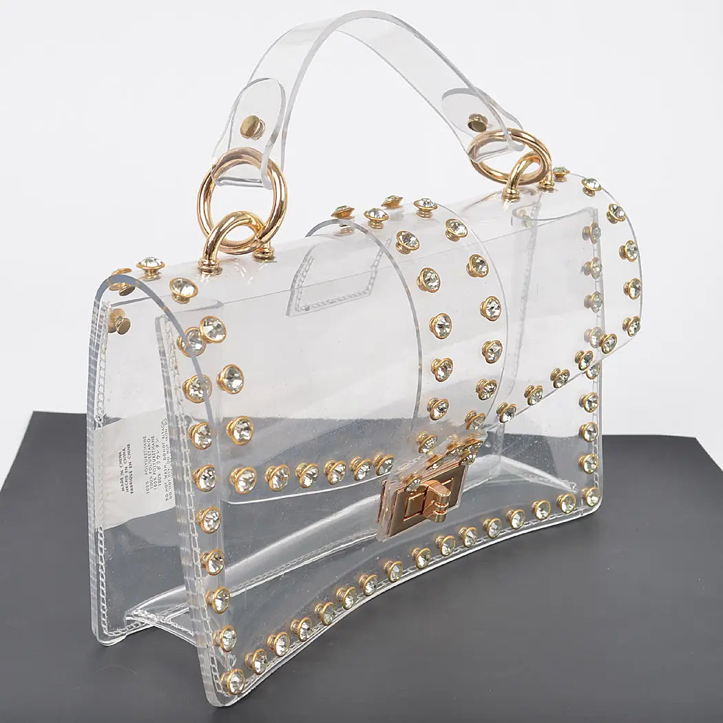 Rhinestone Studded Transparent Crossbody Bag