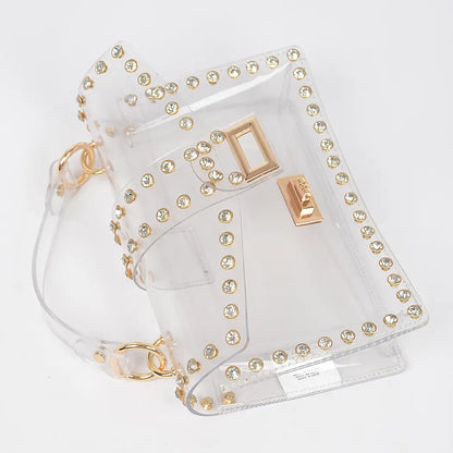 Rhinestone Studded Transparent Crossbody Bag