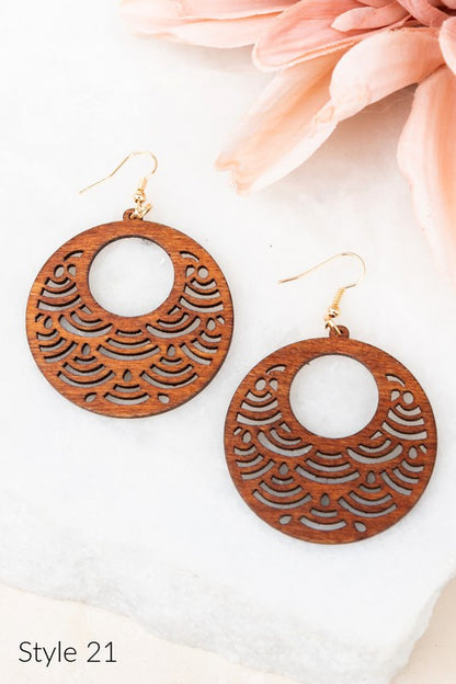 Round Wooden Earring Collection