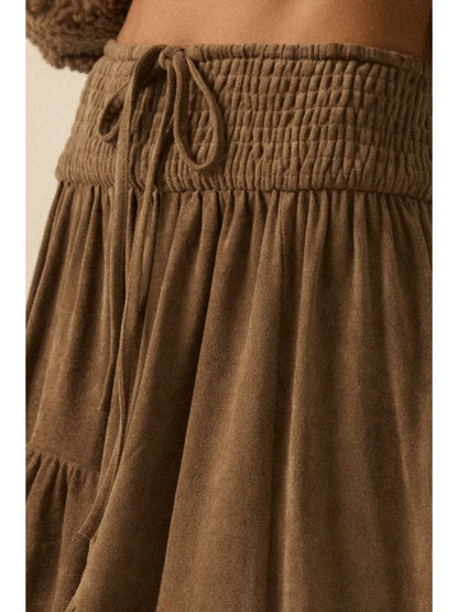 Sabrina Faux Suede Asymmetrical High-Low Maxi Skirt