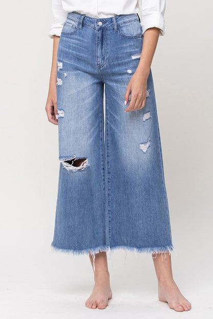 Sister Sister Super High Rise Crop Wide Leg w/Frayed Hem