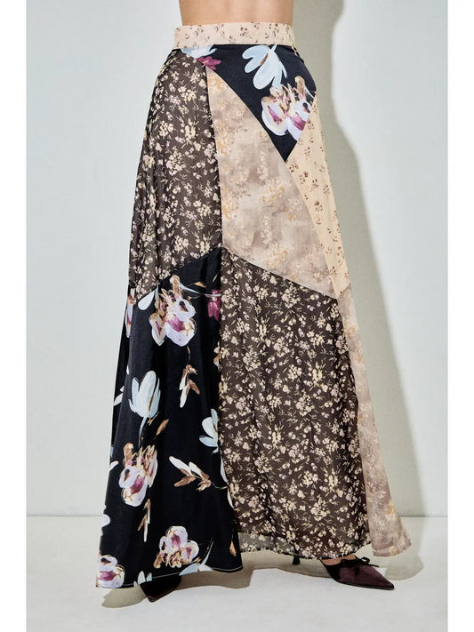 Hilary Multi Floral Print Midi Skirt