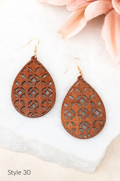 Teardrop Wooden Earring Collection