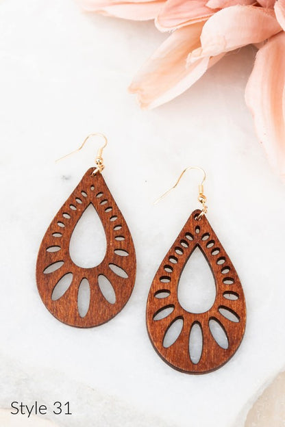 Teardrop Wooden Earring Collection