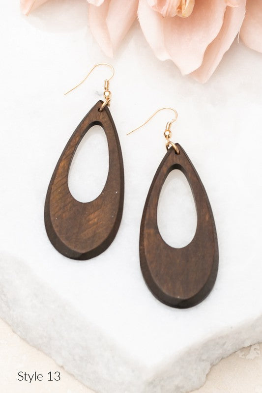 Teardrop Wooden Earring Collection