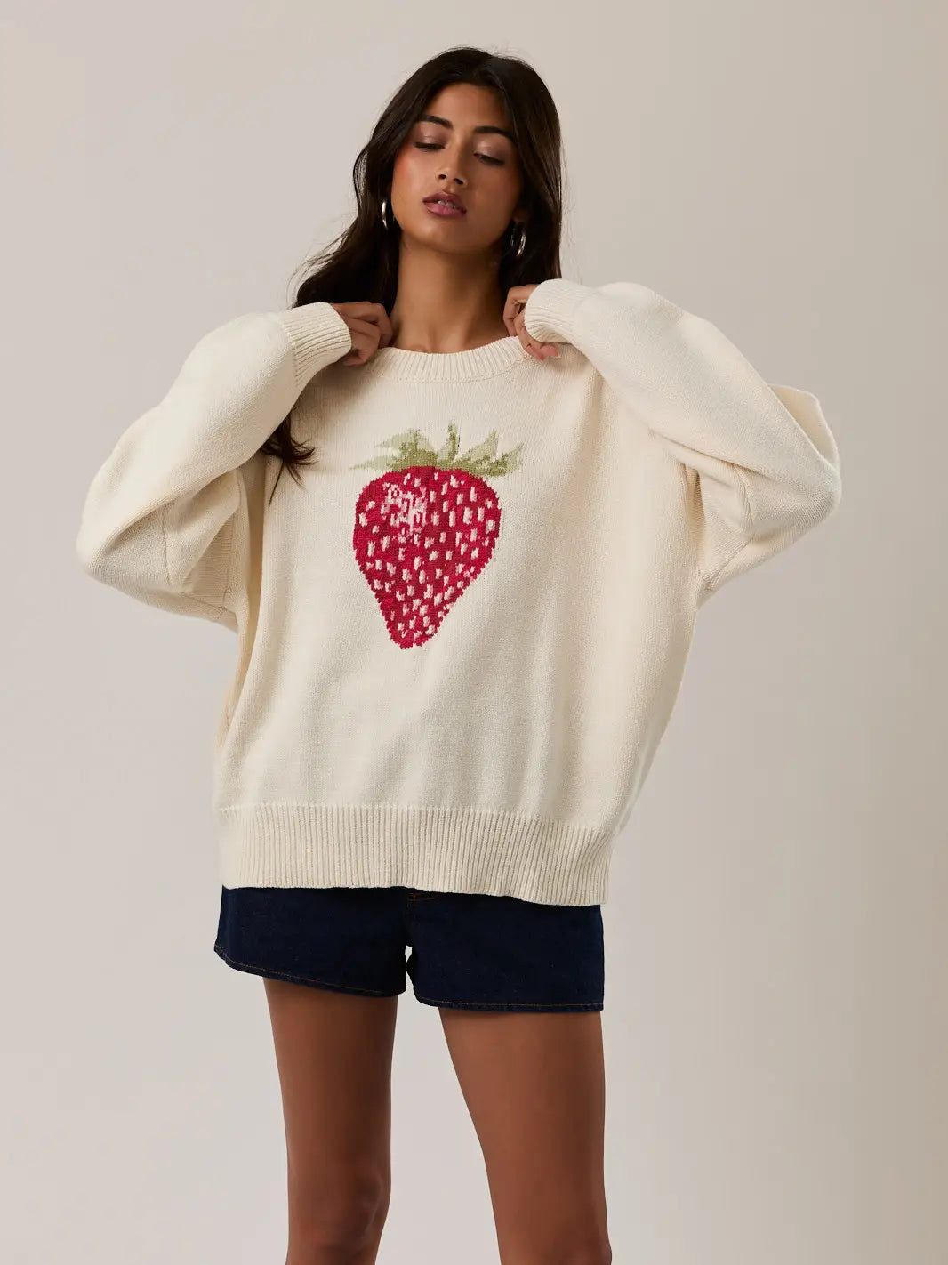 Vanessa Long Sleeve Crew Neck Strawberry Sweater