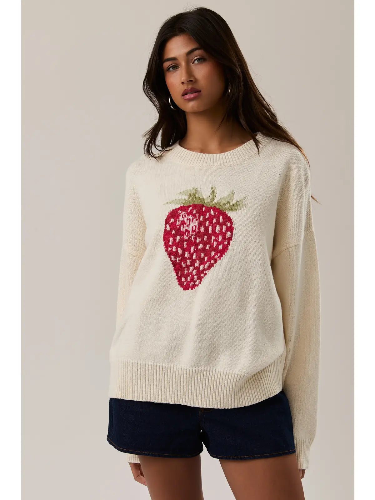 Vanessa Long Sleeve Crew Neck Strawberry Sweater