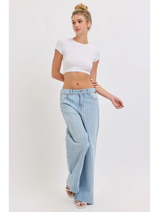 Dale Striped Low Waisted Baggy Wide Leg