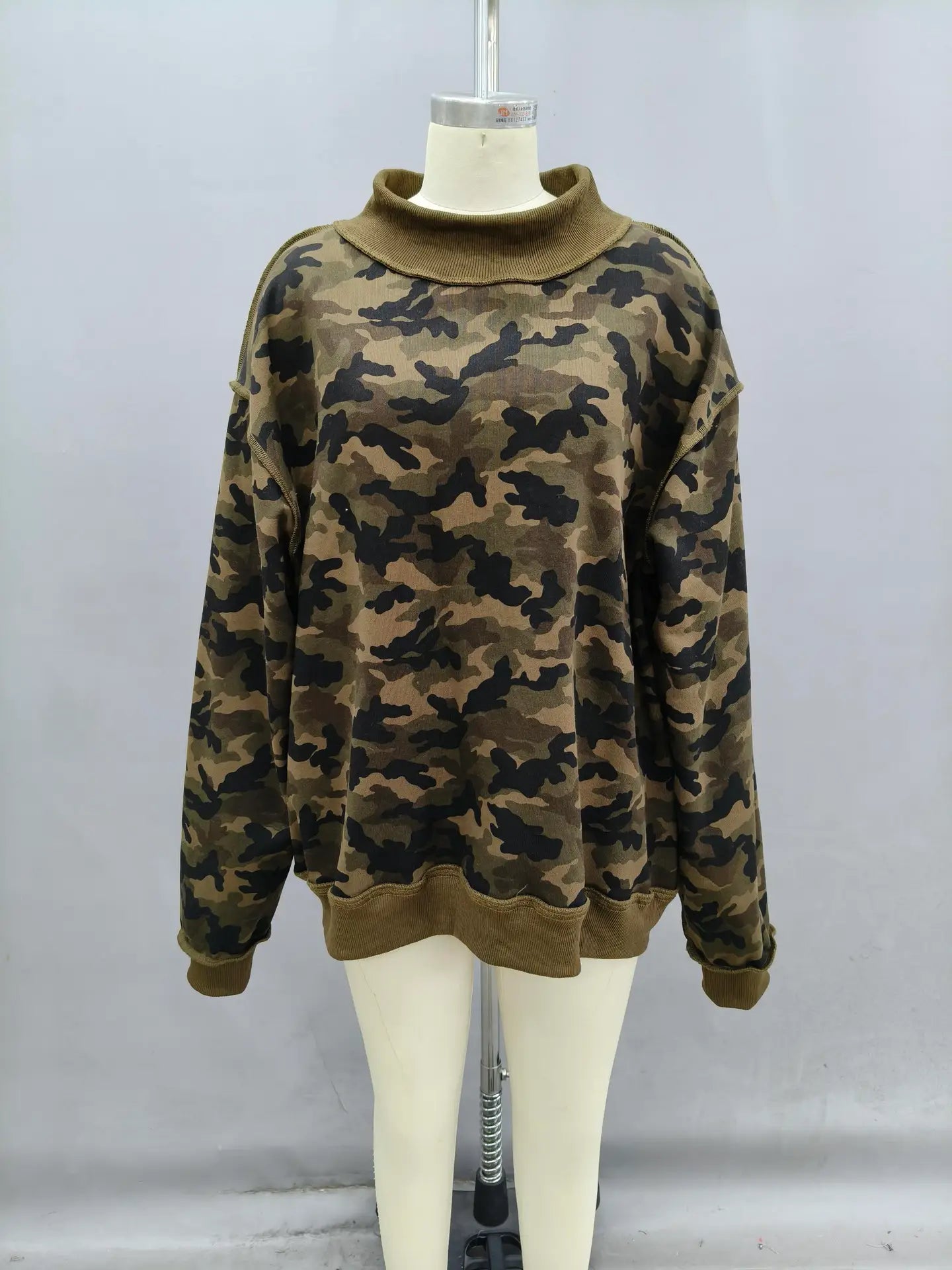 Camo Mock Neck Sweatshirt