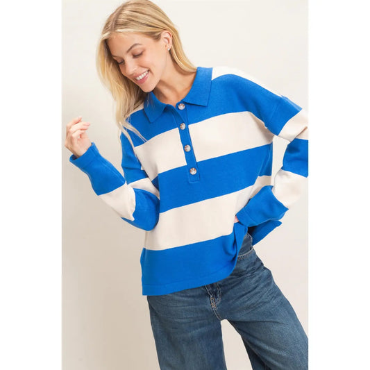 Striped Button-Up Sweater