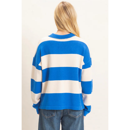 Striped Button-Up Sweater