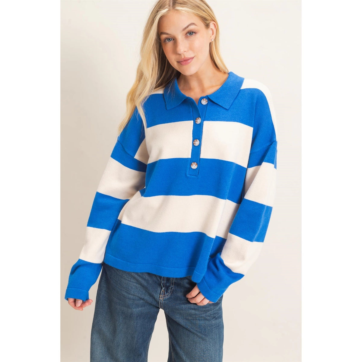 Striped Button-Up Sweater