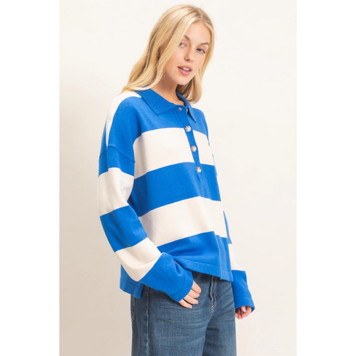 Striped Button-Up Sweater