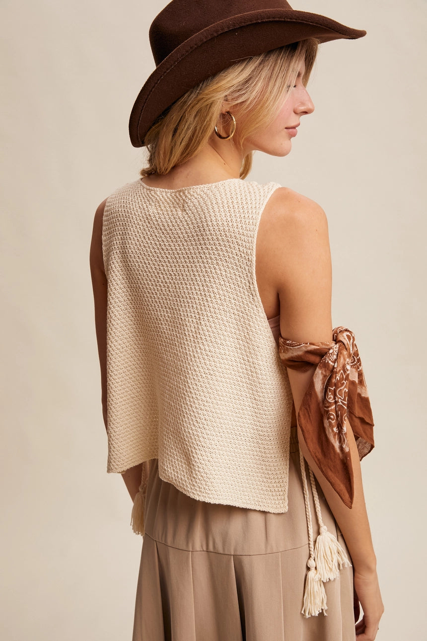 Crochet Granny Square Tassel Tie Vest