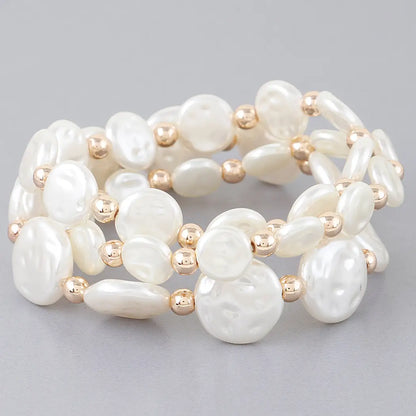 Triple Pearl Stone Beaded Bracelet