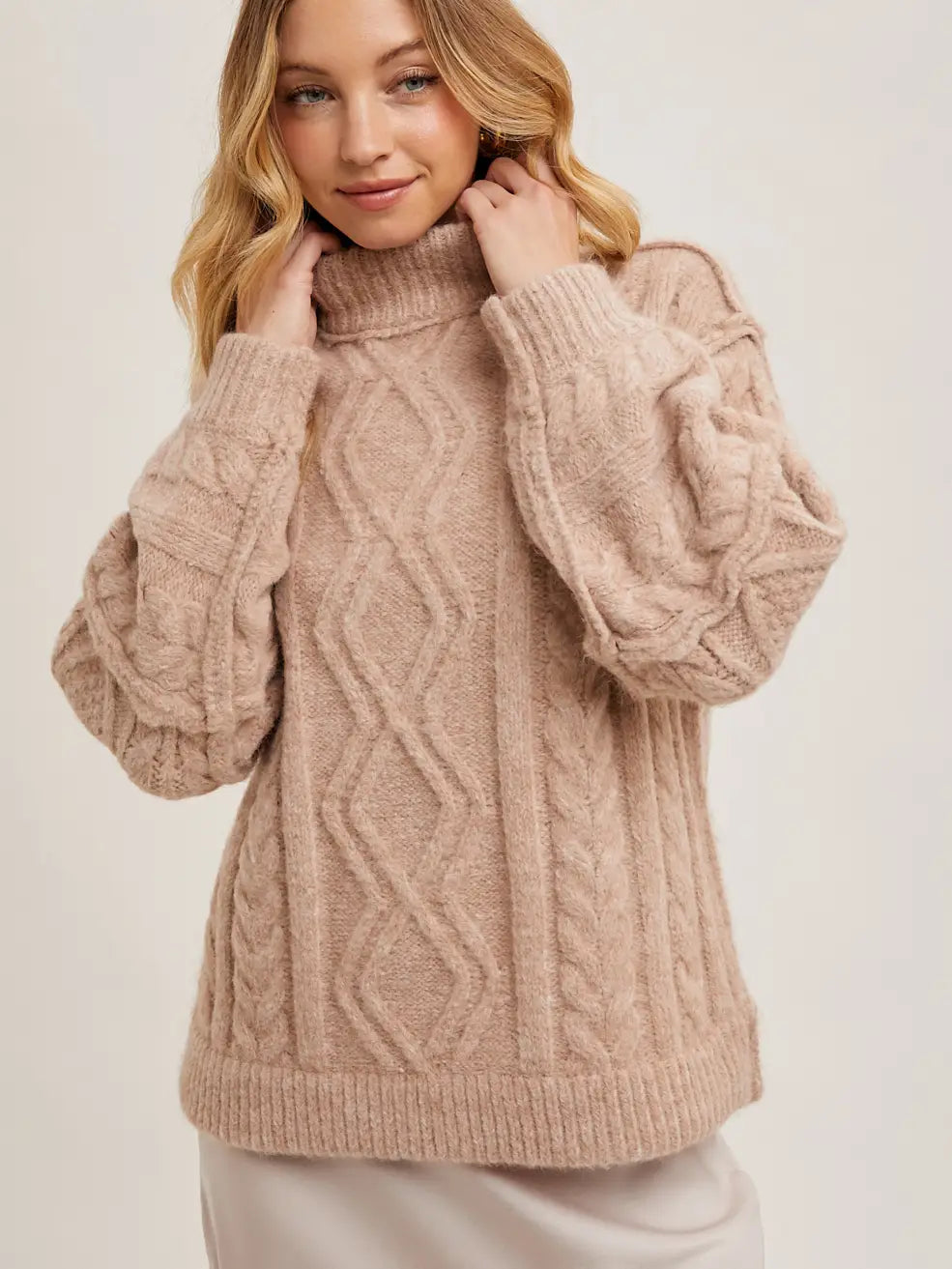 Turtleneck Cable Knit Sweater