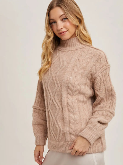 Turtleneck Cable Knit Sweater