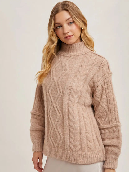 Turtleneck Cable Knit Sweater