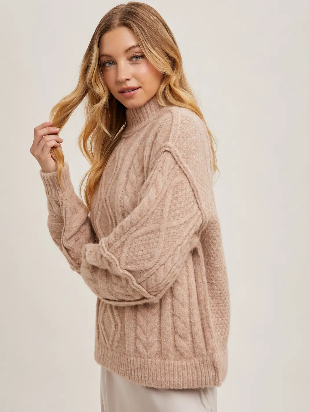 Turtleneck Cable Knit Sweater