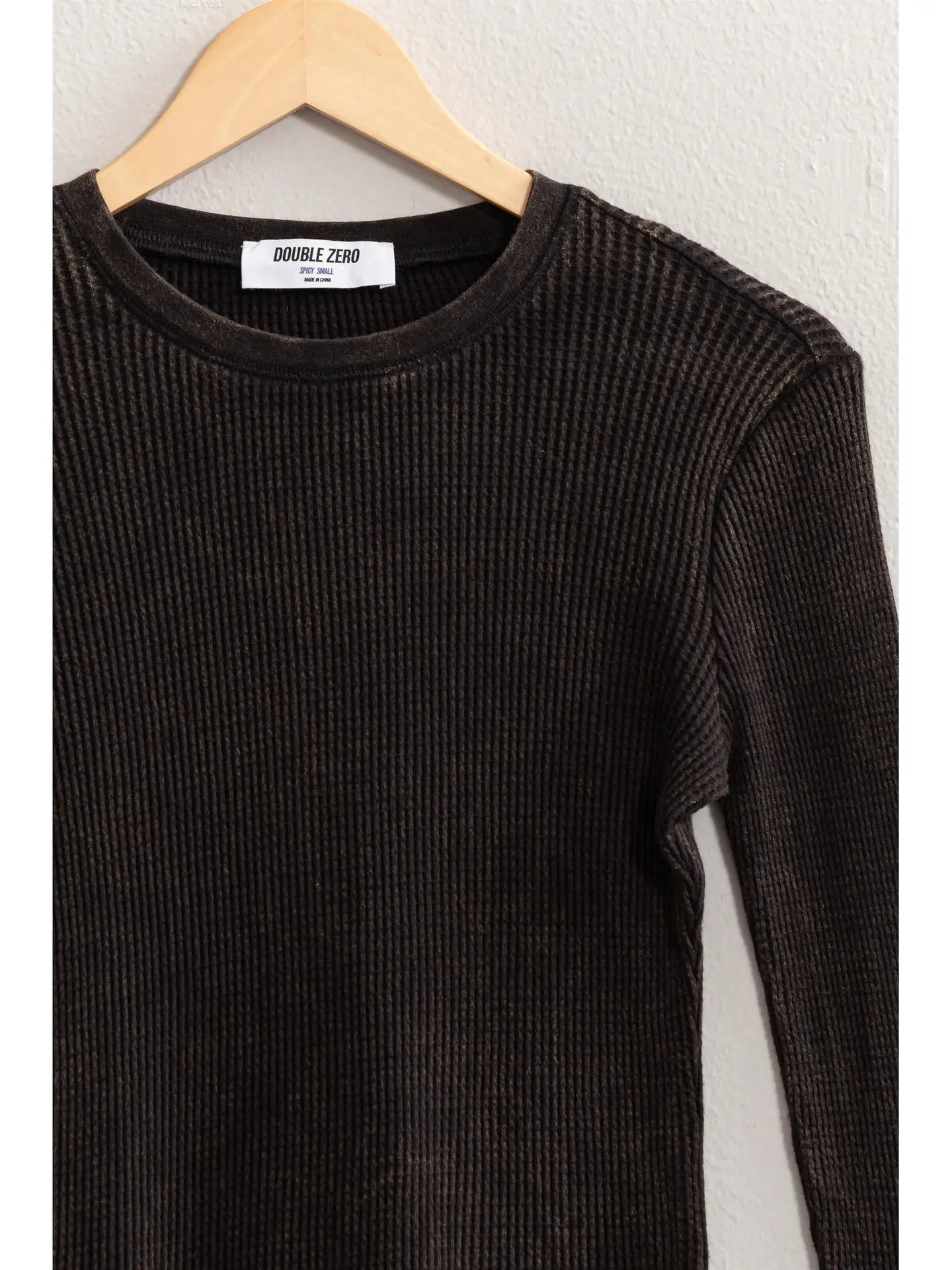 Waffle Knit Long Sleeve Top